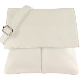 modamoda de T63LEDER Women's Leather Shoulder Bag Handmade in Italy, White