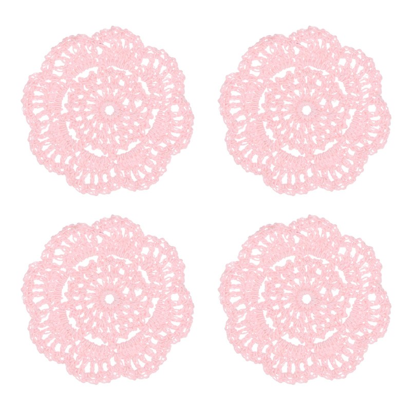 M METERXITY 4-Pack Handmade Crochet Coasters, 4Inch/10cm Round Cotton Placemats