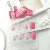 Pink Press on Nails Short Square Fake Nails with White