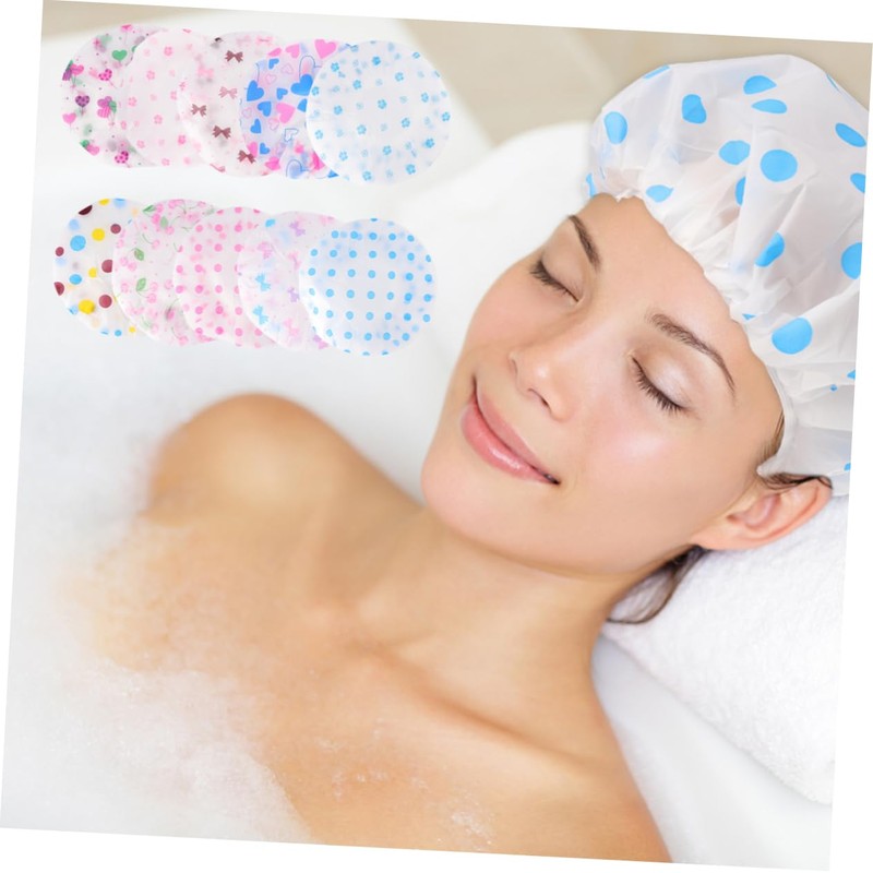 WOONEKY Long-lasting Shower Hat Set 10pcs Women's Bathing Cap Thick
