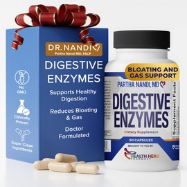 Digestive Enzymes Supplement – Designed to support Gas, Bloating & Nutrient Absorption – Full Spectrum Protease, Amylase, Lipase, Cellulase, Lactase – Vegan, Non-GMO, Gluten-Free – 90 Capsules