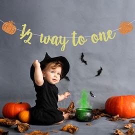 1/2 Way to One Banner, Pumpkin 6 Months Birthday Decorations, Half Way to One, Fall Autumn Thanksgiving Themed 6 Months Birthday Party Decorations