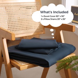 JSD Navy Blue Duvet Cover Set Full Size, 3 Piece 1 Duvet Cover with 2 Pillow Shams, Soft Brushed Microfiber Comforter Covers Zipper Closure