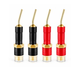 KOOKFJLLZ Banana Plug Adapter 2mm Rigid Pin, 30° Pre-Bent Gold-Plated to 4mm Female Jack, Spring Loaded Terminal, AV Receiver, Home Theater, 4 Pack