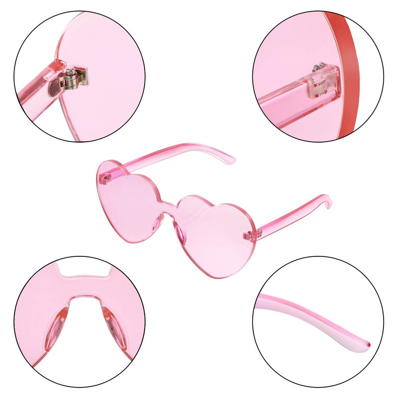 Maxdot Heart Shape Sunglasses Rimless Transparent Heart Glasses Party Favors