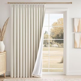 Natural Pinch Pleated Full Blackout Curtains Linen Blended Room Darkening Luxury Window Curtains 84 inch for Living Room Bedroom Thermal Insulated Extral Wide Drapes with Hooks 1 Panel 72"Wx84"L