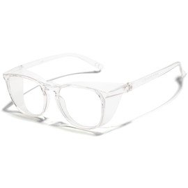 LianSan Safety Glasses with Readers,Reading Safety Glasses for Women Men,Full Reader Lenses Blue Light Blocking Goggles(Transparent,2.5x)