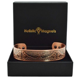 Pure Copper Magnetic Bracelet Men Women Copper Bangle 6 Magnets Unisex Adjustable- Celtic Tree of Life Bracelet-TRL (L: Wrist 19.5–22cm/7.7–8.6”)