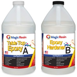 Magic Resin | 2 Gallon (7.6 L) | Premium Quality Clear Epoxy Resin Kit | Non-Toxic | High Gloss Thick Clear Coat | for Table Tops, Bar Tops, Counter Tops & Arts | Great Color Stability | 100% Solids