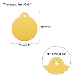 sourcing map Round Laser Engraving Blanks Tags, Stamping Blank Tags, Dog ID Tag, Yellow DIY Blank Tags for Pet, Pendant Decoration, Craft Tags, Pack of 10