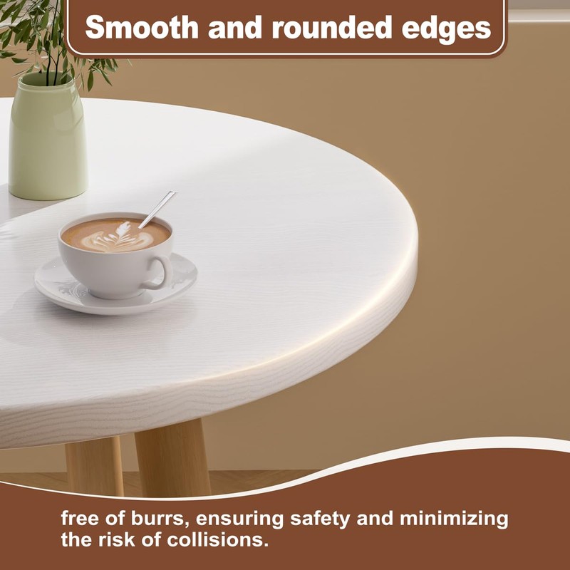 OERGKE Round End Table, Small Side Tables with Lower Shelf,