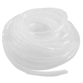 GTIWUNG Cable conduit, spiral band, cable protection, flexible spiral hose, cable organisation, white, transparent, 10 mm diameter and 9 m length