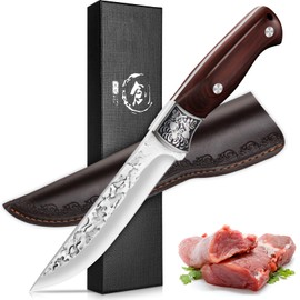 Purple Dragon Meat Boning Knife for Professional Chef Deboning Knives, Butcher Trimming Fillet for Fish, Full Tang Wood Handle Knives for Kitchen, BBQ-5.1 Inch Christmas Gift for Men and Women