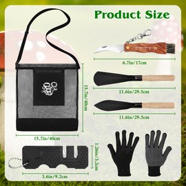 6 PCS Mushroom Foraging Kit, Anglecai Mushroom Collecting Tools Includes Mushroom Foraging Bag/Mushroom Knife/Knife Sharpener/2P Mushroom Shovel/Mitt for Collecting and Storing Mushrooms