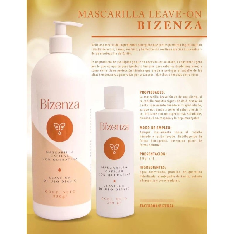 Bizenza Mascarilla Capilar 100% Orgánica Bizenza