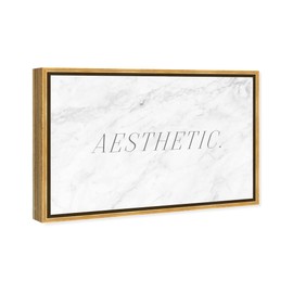 The Oliver Gal Artist Co. Typography Wall Art Framed Canvas Prints Beauty Quotes and Sayings Aesthetic Marble Home Décor, 36" x 24", Gold Floater
