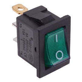 On-Off Illuminated Rectangle Rocker Switch DPST 230V 2 Position Snap in Mounting 4.8mm Quick Connect Terminals DIY Hobby Electronics (Green)