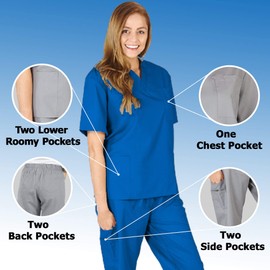 ACTIVE UNIFORMS Women's Scrub Sets, Scrub Top and Pants. Run Large (True Royal Blue, Large)