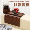 BAMTRAY Couch Cup Holder Tray, 15.75" Bamboo Cup Holder for