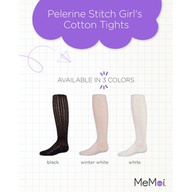 MeMoi Pelerine Stitch Girl's Cotton Blend Tights White 6-12