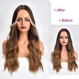 REECHO Long Side Air Bangs, Wavy Curly Clip in Bangs Front Side Bangs for Women Daily Use 2 PCS Set Long Temples-Cool Light Blonde