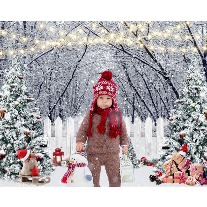 Caaerttply Winter Scene Photography Backdrops White Snow Forest Backdrop Winter