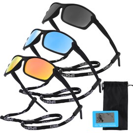 Lancry 3 Stück Fahrradbrillen, Sport-Sonnenbrillen für Herren und Damen, Radsport-Sonnenbrille, polarisiert, UV400-Schutz, zum Laufen, Angeln, Fahren