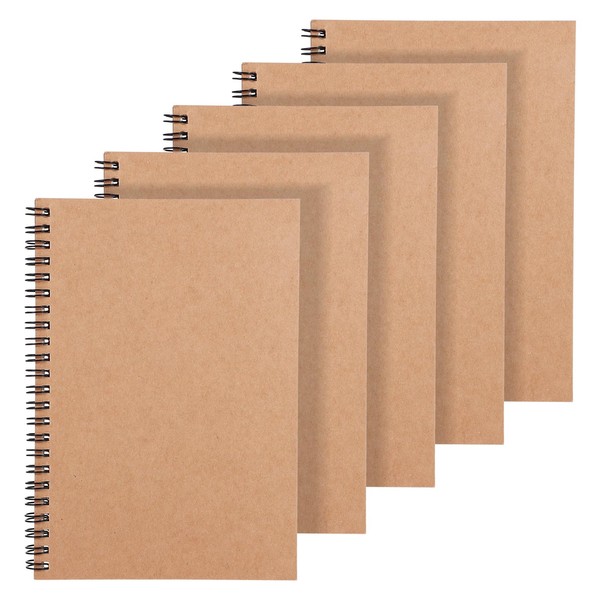 Zuimei 5 Pack Spiral Lined Notepad A5, 120 Pages/ 60