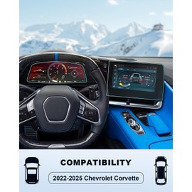 2022-2025 Chevy Corvette Screen Protector - For Corvette (1LT/2LT/3LT) 12" Navi+12" Dash Touchscreen Film, 2025 Corvette Accessories 9H Tempered Glass Infortainment Cover Anti-Fingerprints Scratch