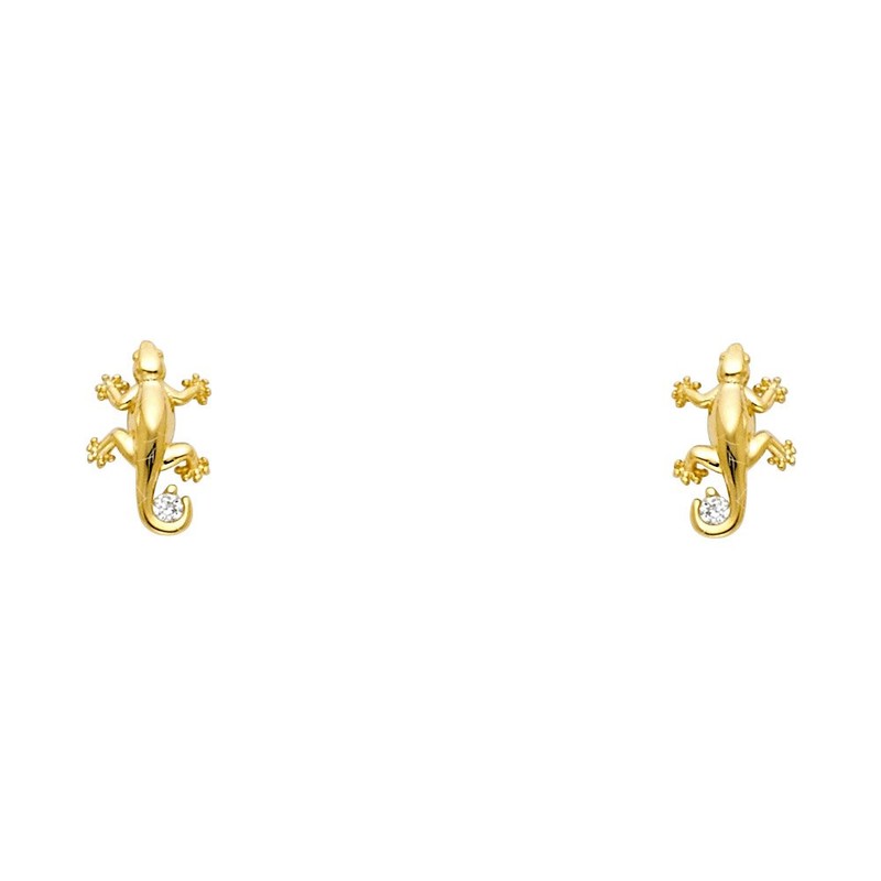 14k Yellow Gold Lizard Stud Earrings with Screw Back