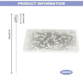 Boutonniere Pins, 200Pcs White Straight Sewing Teardrop Pearl Pins Long Bouquet Pin for Sewing Jewelry Making Wedding Flower Decoration 55mm