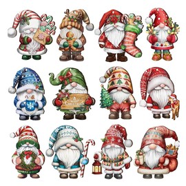 XFSRG Christmas Pendants, Pack of 36 Mini Gnome Ornaments, Wooden Hanging Ornaments, Christmas Tree Decorations for Festivals, Parties, Indoor and Outdoor Windows (Set 2)