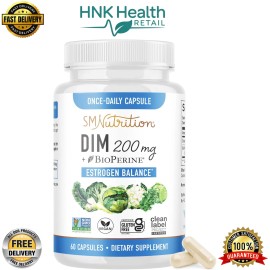 SMNutrition DIM Supplement 200 mg, Estrogen Balance for Women & Men – 60 Capsule