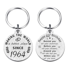 ABBNT 60th Birthday Gifts for Women Men, Born in 1964 Gifts, 60 Year Old Birthday Keychain, 1964 Birthday Decorations