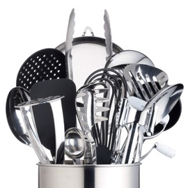 MasterClass Extra-Large Stainless Steel Kitchen Utensil Holder, 18 x 18 cm