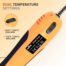 mofa Heat Gun MF350 (350 W, 2 Temperature Range 150-380 °C with a Tripod as Overload Protection for the Ceramic Heating Process, Removing Paint, Sealing Work Stamp) (Orange)