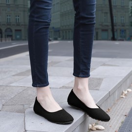 Reimferce Flats for Women Ballets Shoes: Black 7 Comfortable Knitted Dressy Work Flats - Ladies Wedding Flat Casual Shoes