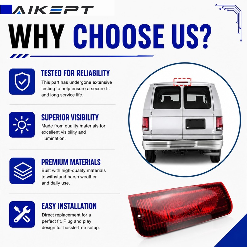 AIKEPT 923-290 Third Brake Light for Ford E150 E250 E350