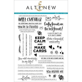 Altenew Crafty Friends Stamp Set, Cardmaking Stamp Set, Paper Crafting Friendship Stamp Set, Friendship Sentiments for Cardmaking, Scrapbooking, Journaling, Diary, and DIY Crafts