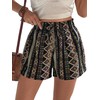 Floerns Women's Summer Tribal Print Elastic Waist Beach Shorts Green
