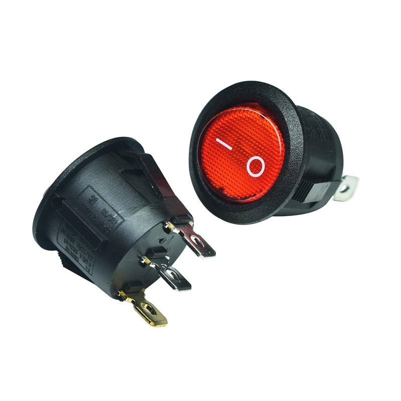 2Pcs Red Lamp Illuminated 3 Terminal SPST 2 Position I/O