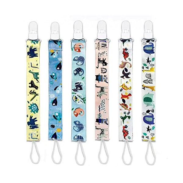 PandaEar 6 Pack Baby Pacifier Clips| Universal Neutral Pacifier Holder