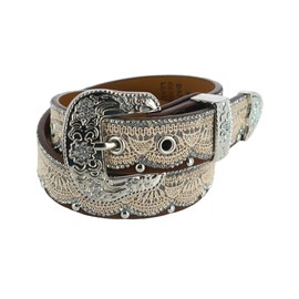 M&F Western 1.25" Lace Overlay Belt Brown/Tan LG