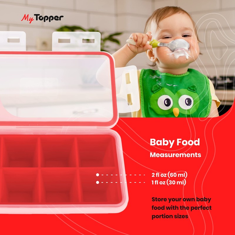 IceTopper XL Ice Cube Tray with Attached Lids - Easy