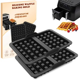 Airfryer Zubehör Waffeleinsatz Ninja Heißluftfritteuse Zubehör, Kompatibel mit Ninja AF400EU, SL451EU, SL400EU und AF500EU Doppelt Backschaleneinsatz, 2 Stück Silikon Belgische Waffelform