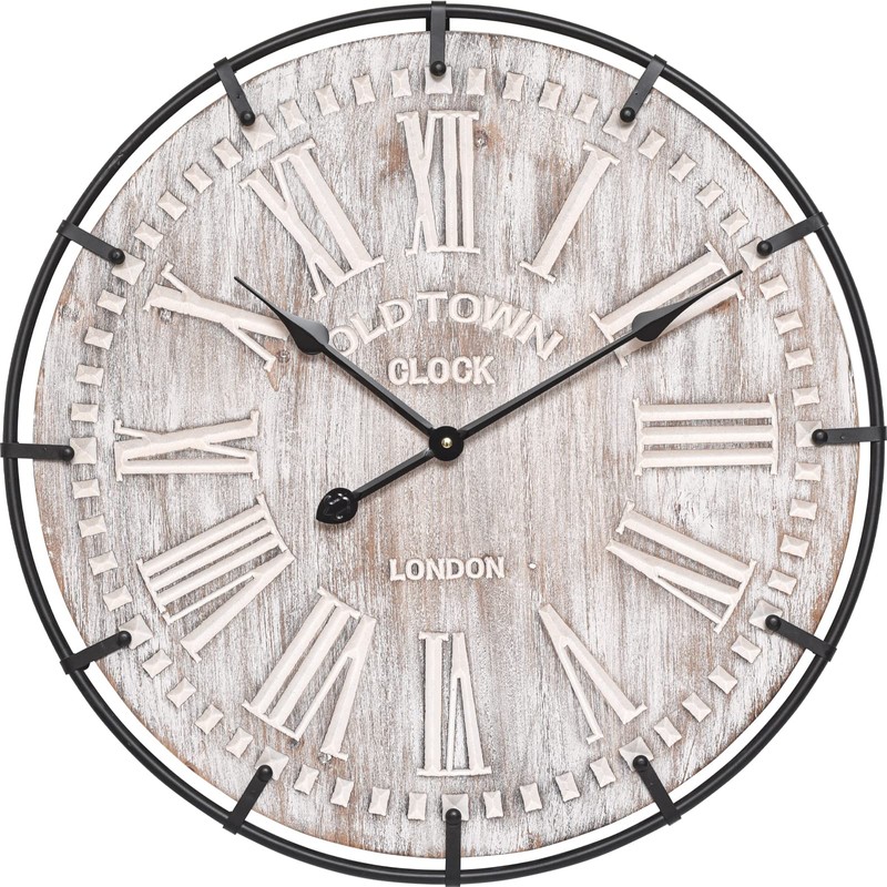 EMAX HOME 24 Inch Large Farmhouse Wall Clock, Rustic Antique