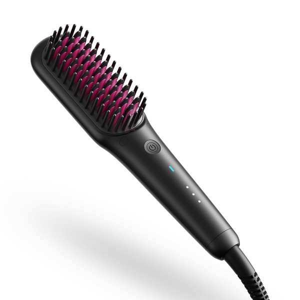 TYMO Portable Hair Straightener Brush - PORTA MINI Straightening Brush for Travel, Ionic Hot Comb Straightener for Women, 0.39lb Ultra Lightweight, 200M Negative Ions, Dual Voltage, Ceramic Tourmaline