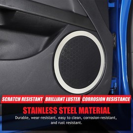 Door Horn Ring Trim Compatible with Seat Leon 2008 2009 2010 2011 2012, 4 Pieces Door Speaker Horn Ring Cover Trim Frame Sticker, Car Interior Styling Car Accessories 4-Piece Set