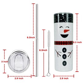 Haretu Merry Christmas Insulated Tumbler with Lids and Straws Snowman Stainless Steel Cup for New Year Holiday Xmas Christmas Funny Travel Mug Gifts 20 OZ