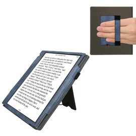 kwmobile Cover Compatible with Pocketbook InkPad Eo/Bigme InkNote Color+ Cover - Faux Leather/Suede Case with Stand - Dark Blue/Dark Grey